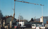 Abbau alter Dachbinder in Simbach